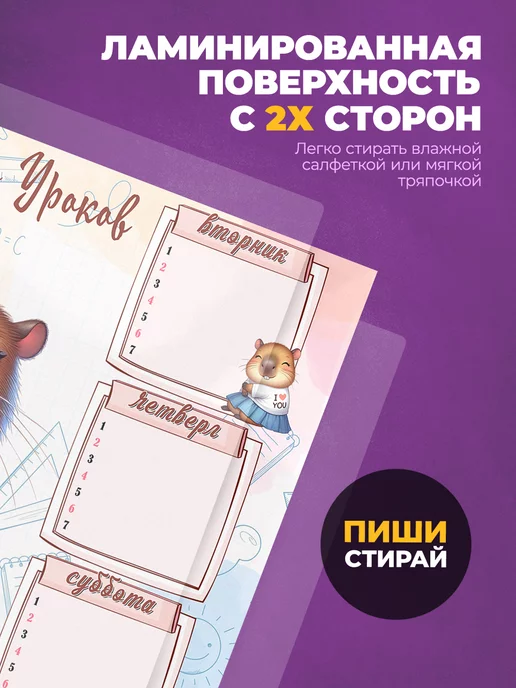 deLery Расписание уроков многоразовое Капибара, вариант, фото 2