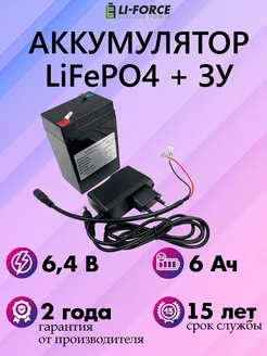 Аккумуляторная батарея 6,4В 6Ач LiFePO4 (2S1P) + ЗУ 7,2В 1А Li-Force 250083005 купить за 2 912 ₽ в интернет-магазине Wildberries