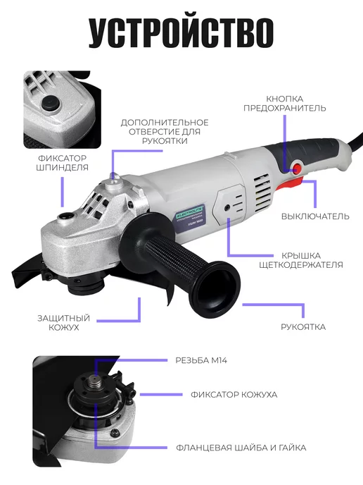 ELECTROLITE Угловая шлифмашина УШМ-1600 150мм 1600 Вт, 1600 Вт, фото 5