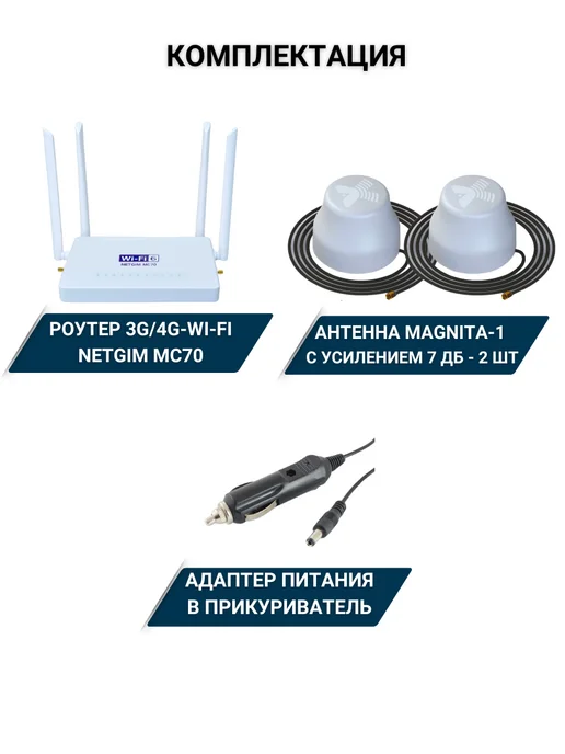 NETGIM Интернет на дачу 4G комплект MC70 + антенна Vika-24F, 4 г, в упаковке 2 кг, фото 2