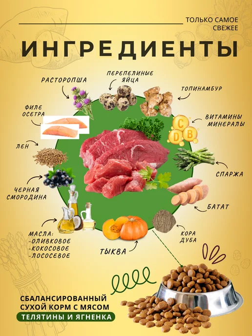 Сухой корм acari ciar Волчья Стая для собак, мелкие, телятина, 1 кг, фото 2