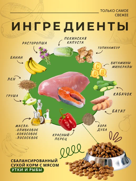 Сухой корм acari ciar Волчья Стая для собак, утка, 1 кг, фото 2