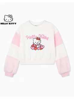 Свитшот колор-блок и принтом Hello Kitty