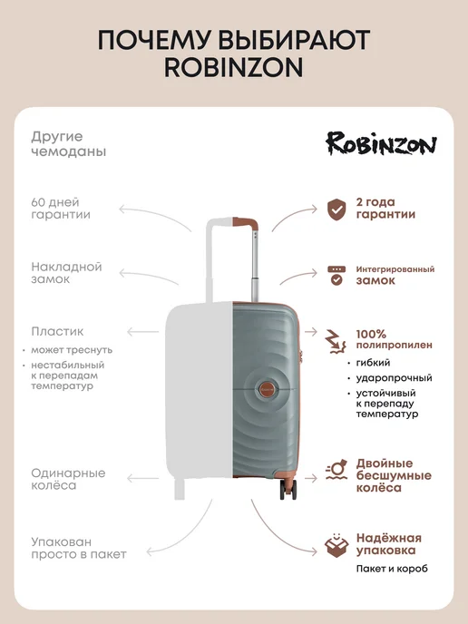 ROBINZON Чемодан на колесах S ручная кладь, зеленый, фото 2