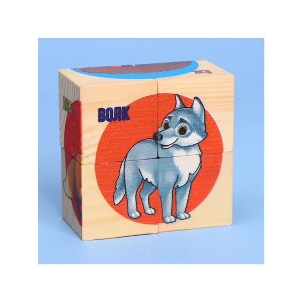 Кубики из натурального дерева  "Лесные жители"