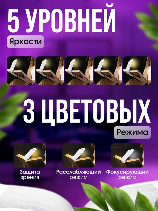D-HOUSE Фонарик для чтения книг лампа на прищепке, Фонарик, фото 2