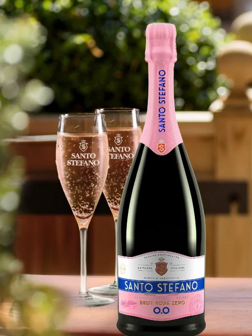Santo Stefano Безалкогольное шампанское Brut Rose, 0,75 л. 6 бутылок, 750 мл, фото 2