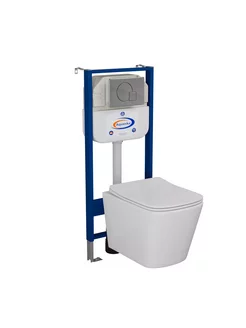 Инсталляция кнопка смыва и унитаз (комплект 6 в 1)