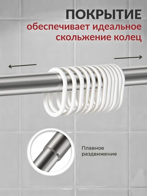 ZINKOHAUS Карниз для ванной телескопический штанга раздвижная 110-200, вариант, фото 7
