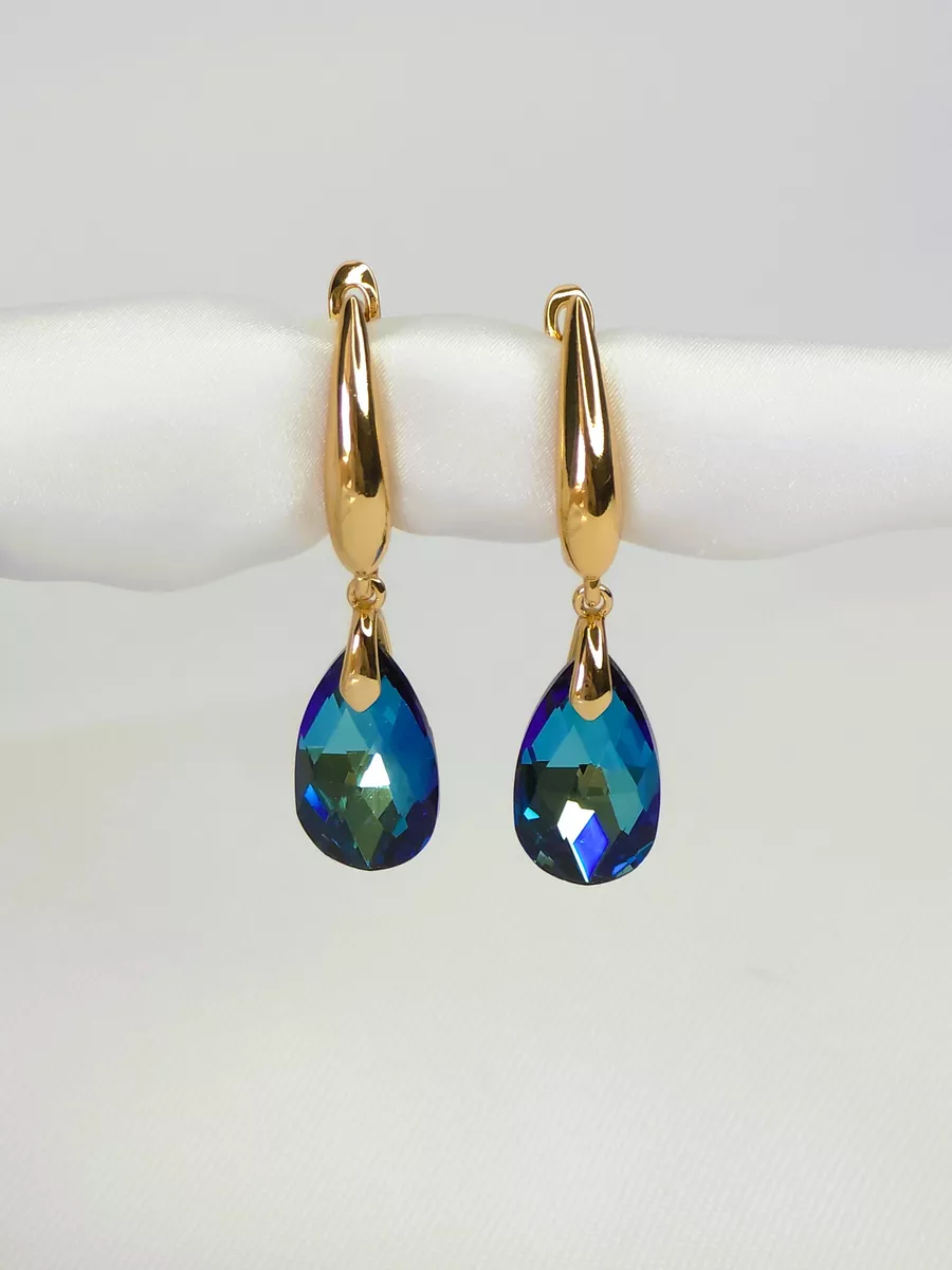 Серьги вечерние подвески Swarovski 3,5 см., фото 1