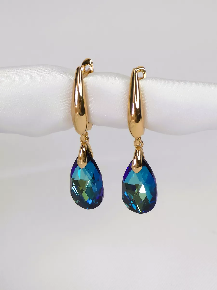 Серьги вечерние подвески Swarovski 3,5 см.