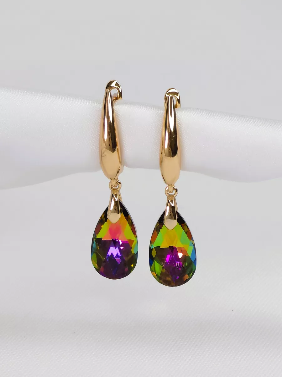 Серьги вечерние подвески Swarovski 3,5 см., фото 1