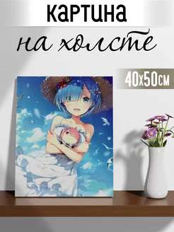 Картина аниме на стену Re Zero Рем 40х50 см