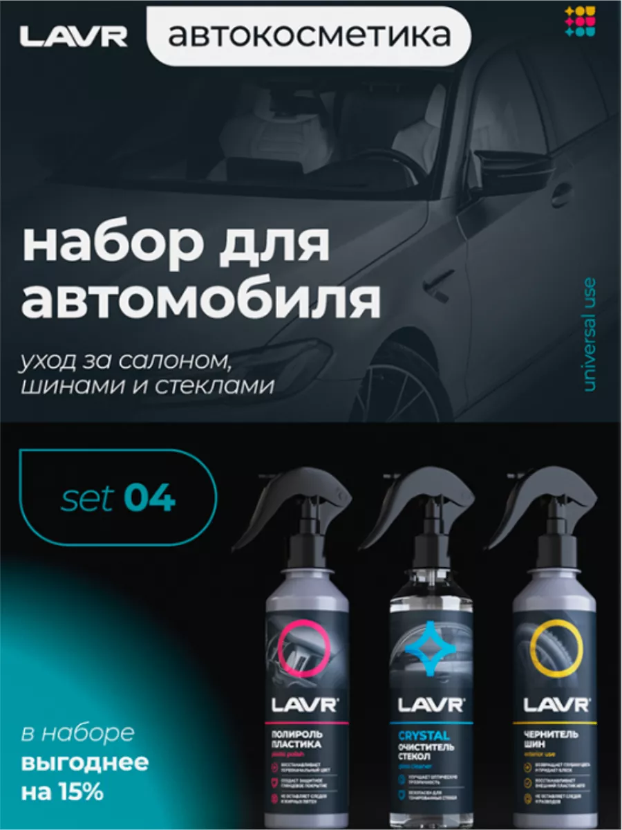 Набор автохимии для авто mini, 3×255 мл / Ln9126