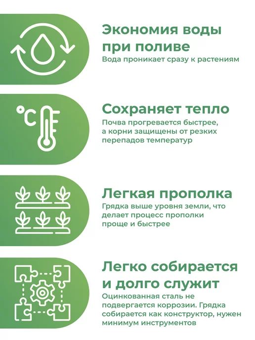 По Уму Грядка оцинкованная 3 м для сада и огорода, 1,0х3,0х0,15 м, 0.5x4.0x0.15 м, 4 м, фото 4