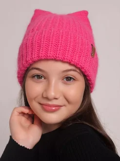 Шапка зимняя ангора с ушками вязаная Dika Knit 251214482 купить за 863 ₽ в интернет-магазине Wildberries