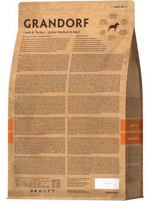Сухой корм Grandorf' для собак, крупные, средние, щенки, индейка, ягненок, 1 кг, фото 3