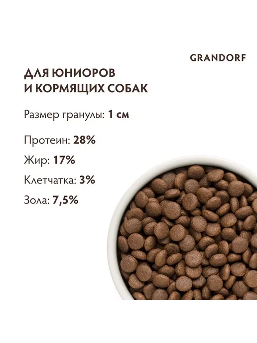 Сухой корм Grandorf' для собак, крупные, средние, щенки, индейка, ягненок, 1 кг, фото 4