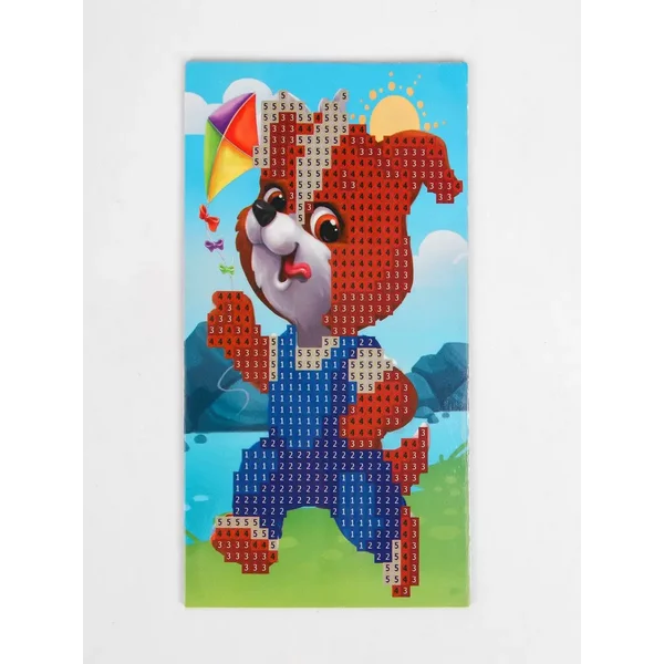 Алмазная мозаика для детей "Щенок с воздушным змеем", 10x15