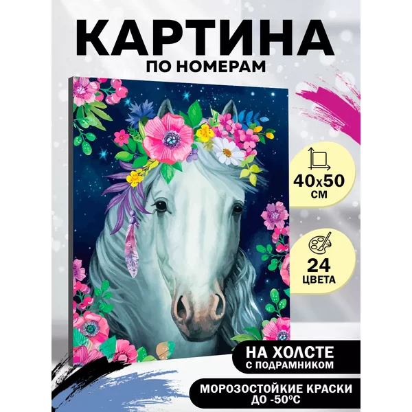 Картина по номерам на холсте с подрамником Лошадь