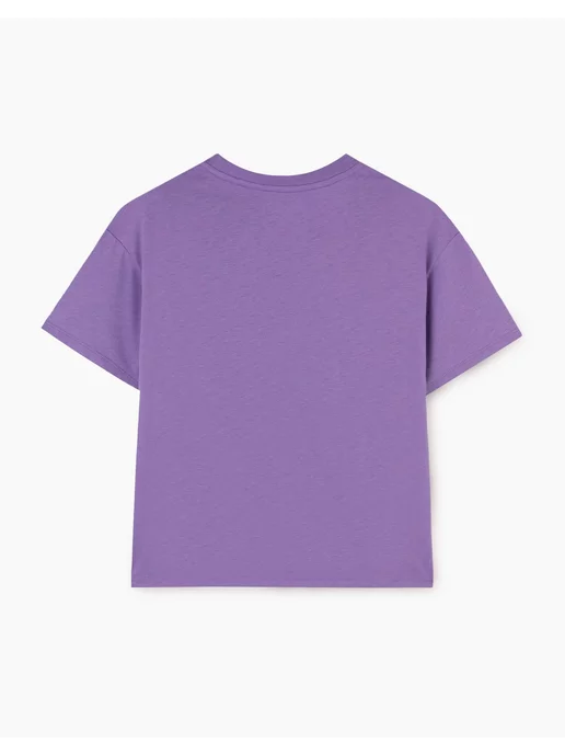 Фиолетовая футболка oversize с принтом
