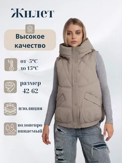 Жилетка утепленная с капюшоном HANA SHOP 251459715 купить за 3 158 ₽ в интернет-магазине Wildberries