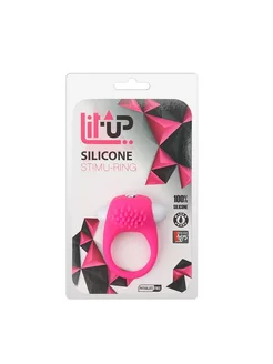 Розовое эрекционное кольцо с щеточкой LIT-UP SILICONE