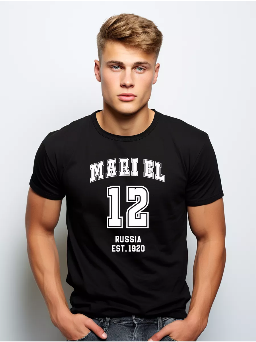 Футболка черная республика Марий Эл