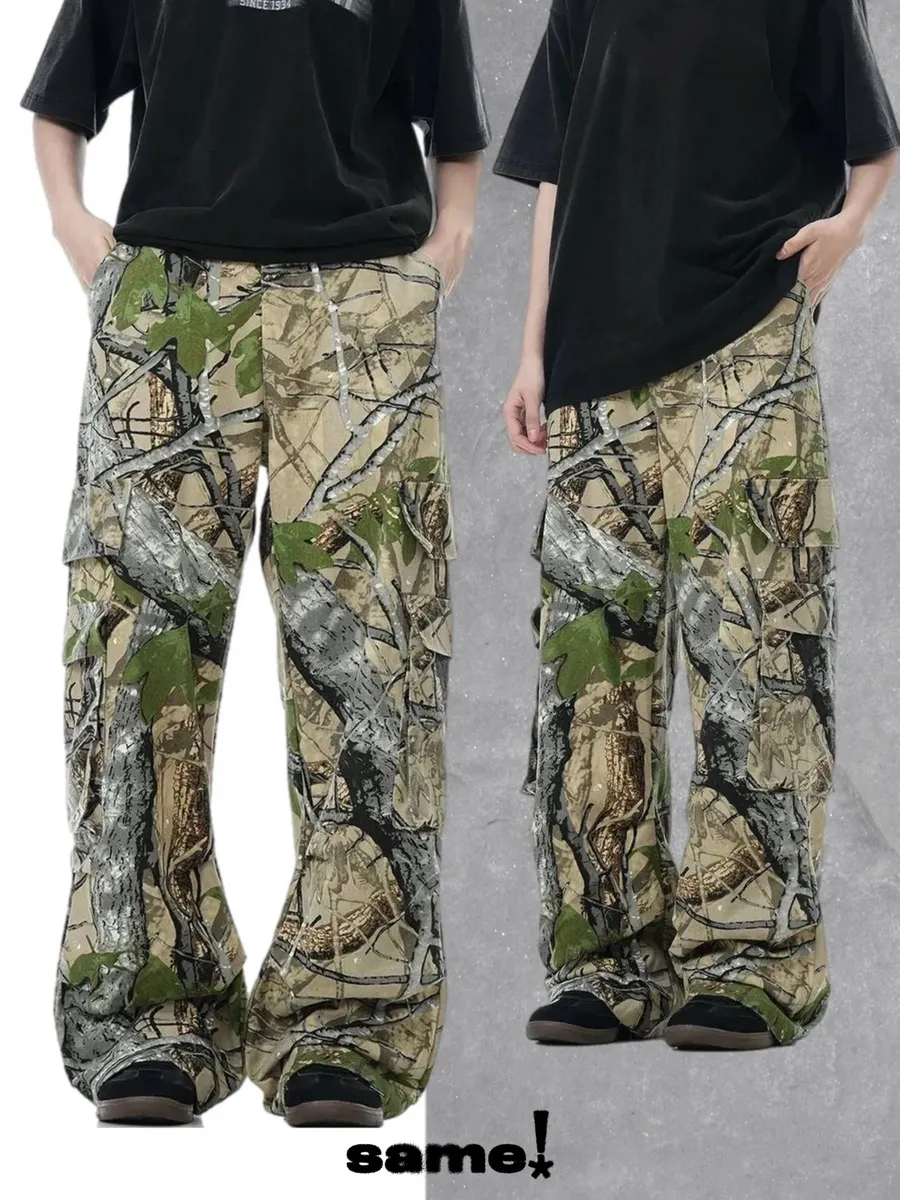 Джинсы широкие Y2K камуфляж realtree SAME! 251676928 купить