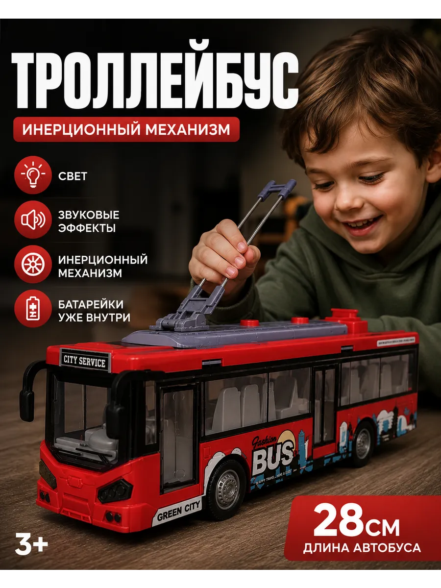 Машинка инерционная игрушка троллейбус
