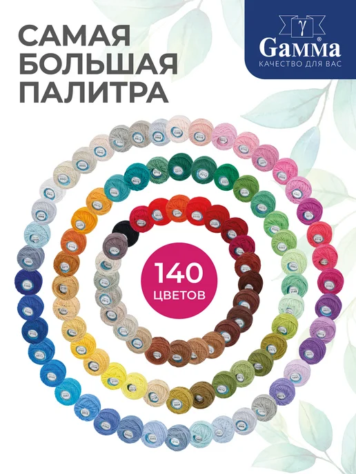 GAMMA Пряжа нитки Ирис Гамма, набор 10 мотков, хлопок 82м, 82 м, фото 3