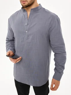 Рубашка с длинным рукавом без воротника