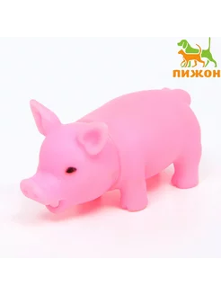 Игрушка свинья резиновая для собаки, с пищалкой, поросенок