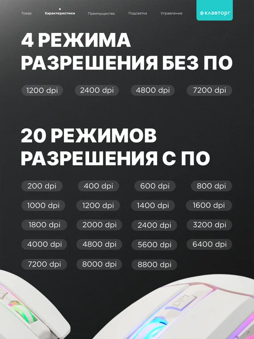 GEMBIRD Мышь компьютерная игровая с подсветкой, белый, фото 2