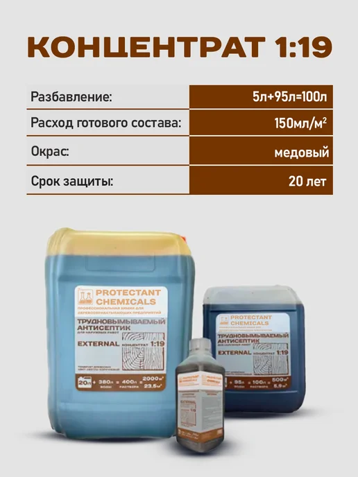 PROTECTANT CHEMICALS Пропитка для дерева стихия трудновымываемый антисептик, коричневый, фото 7