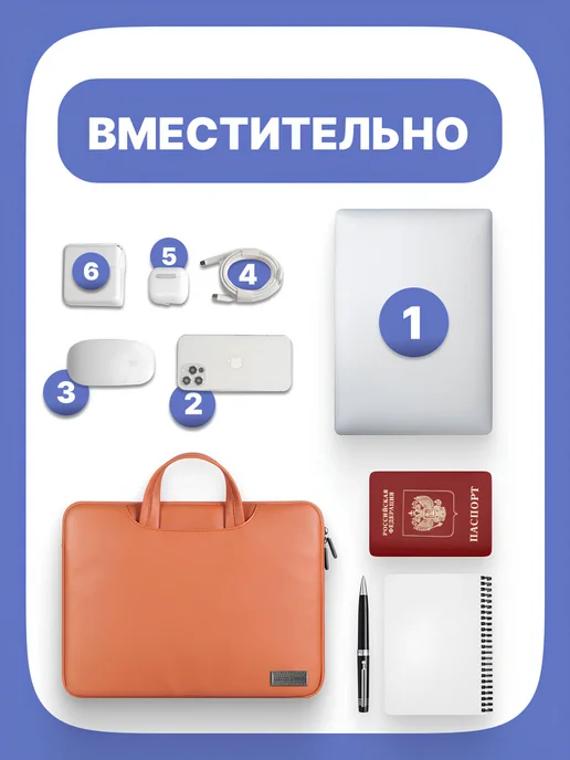 Возьми с собой Cумка для ноутбука 15.6, коричневый, фото 3