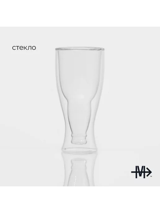 Magistro Бокал пивной стеклянный с двойными стенками 400 мл, 400 мл, фото 2