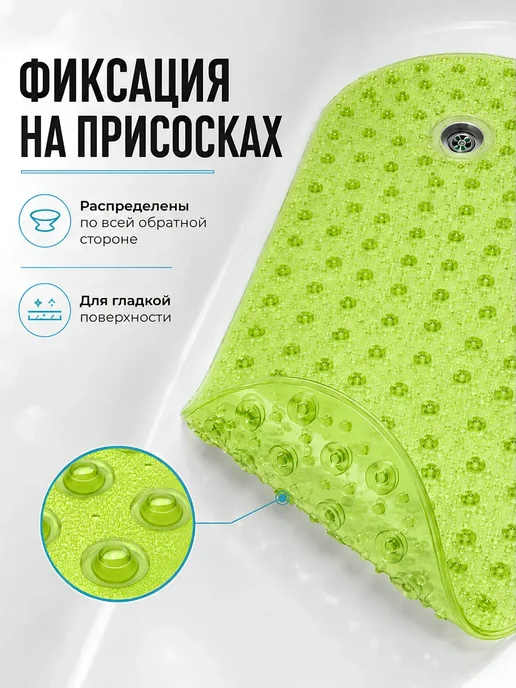 Коврик для ванной противоскользящий на присосках 38×88, 38x88, фото 3