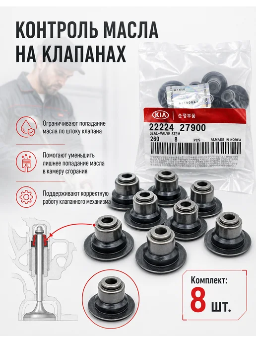 KIA колпачки маслосъёмные 22224-27900 для Хендай, Киа, вариант