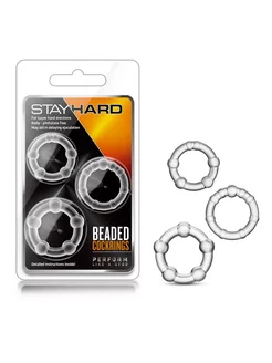 Набор из 3 прозрачных эрекционных колец Stay Hard Beaded