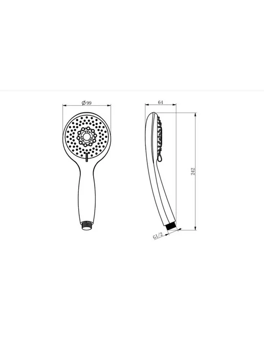 D&K Душевая лейка без шланга 3 режима, черный, фото 3
