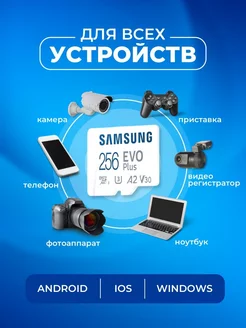 Карта памяти Microsd Class 10 Evo Plus 256 gb