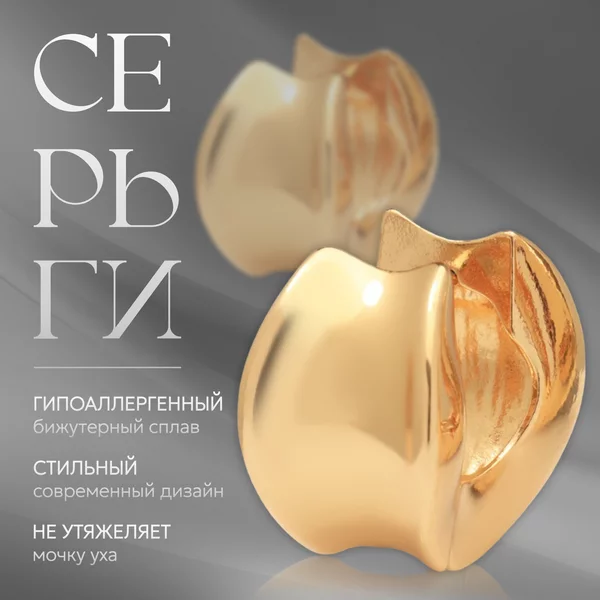 Серьги «Аккорд» круг вогнутый