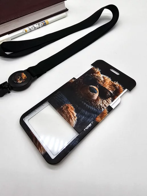 MOOSEstore Бейдж чехол вертикальный для пропуска с рулеткой на ленте, вариант, фото 8