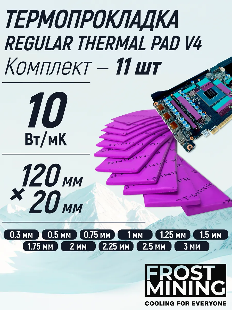 Набор термопрокладок Thermal Pads V4 10Вт 11шт
