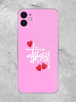 Чехол на iPhone 11 принт Stussy цвет розовый