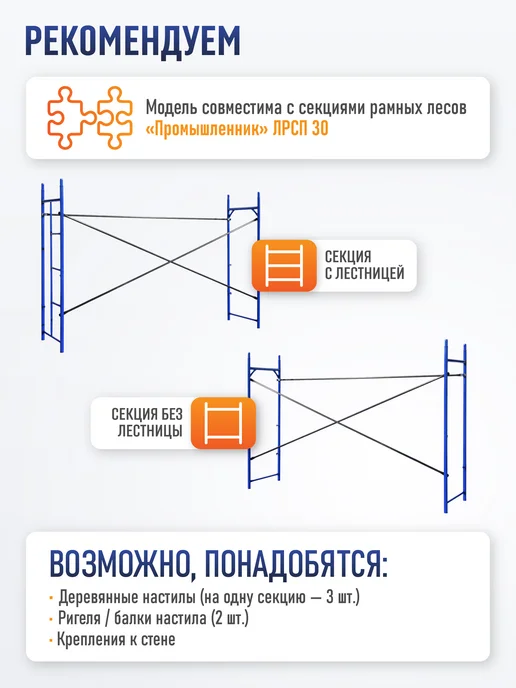 Промышленник Леса строительные рамные ЛРСП 30 секция с лестницей, вариант, фото 7