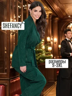 Костюм женский нарядный больших размеров SHEFANCY 252930890 купить за 4 028 ₽ в интернет-магазине Wildberries