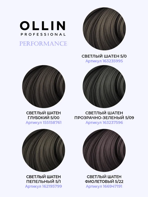 Ollin Professional Краска для волос Performance 5.7, 60 мл, окислитель 3%, 6%, фото 8