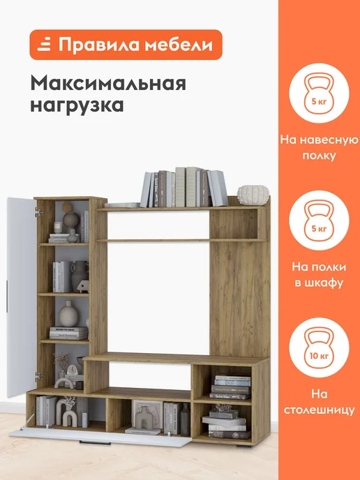 Правила мебели Гостиная мебель Евро 2 Крафт Белый, белый, фото 5